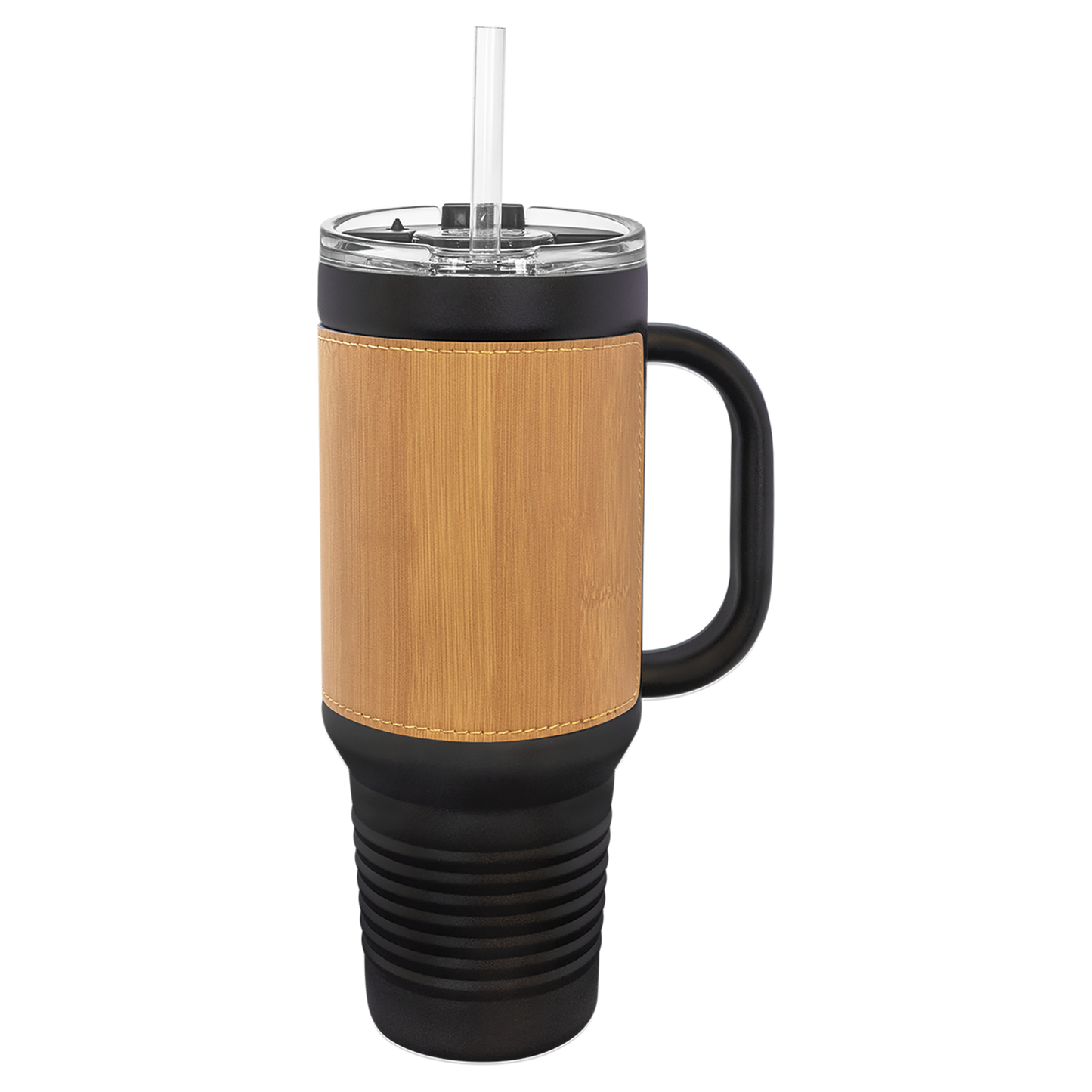 Custom Laser Engraved 40oz Leatherette Black Powder-Coated Tumbler - Upload Your Logo, Brand, or Image