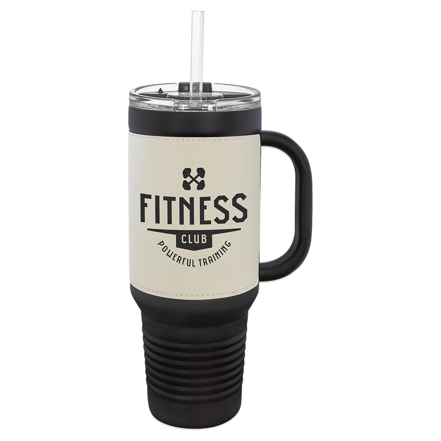 Custom Laser Engraved 40oz Leatherette Black Powder-Coated Tumbler - Upload Your Logo, Brand, or Image