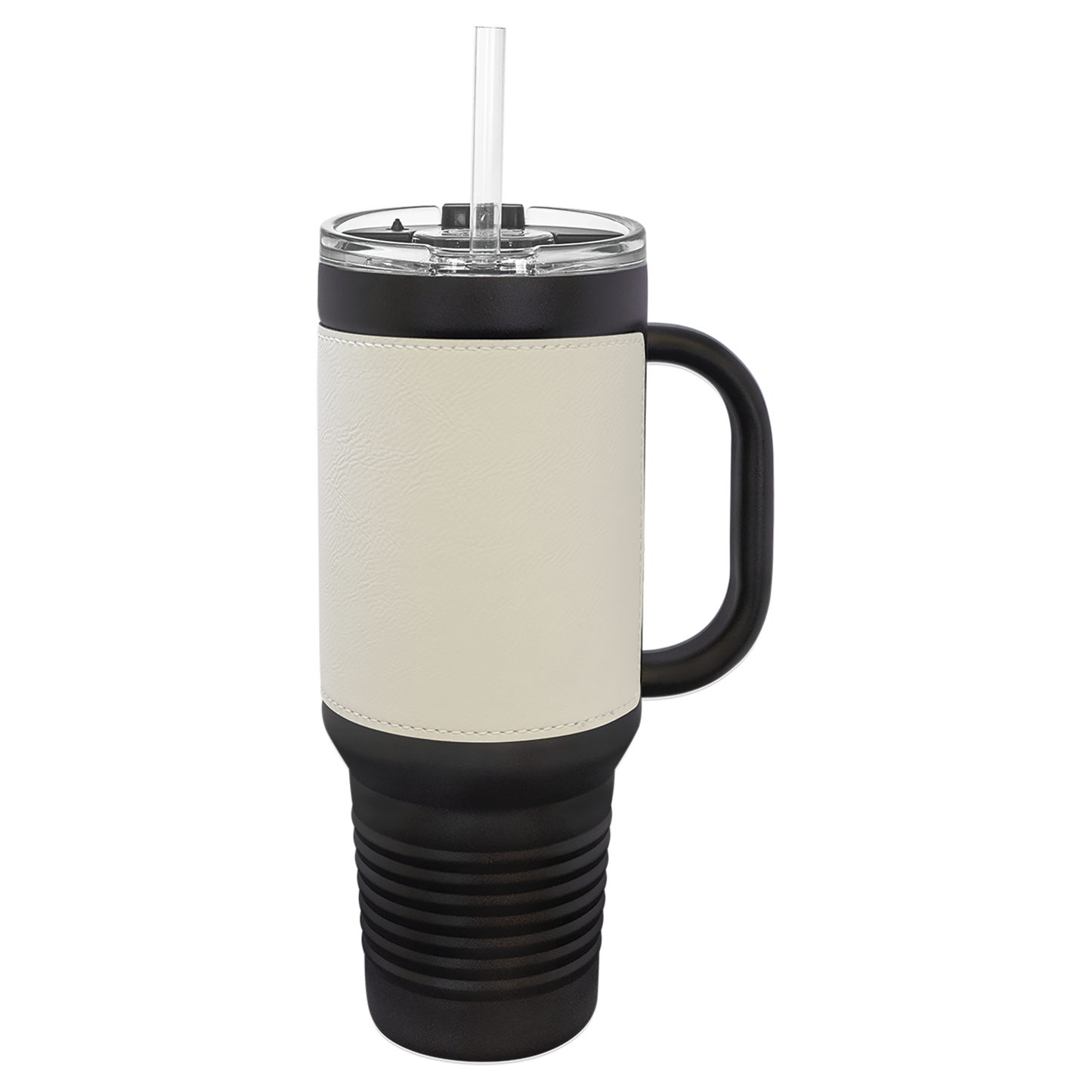 Custom Laser Engraved 40oz Leatherette Black Powder-Coated Tumbler - Upload Your Logo, Brand, or Image