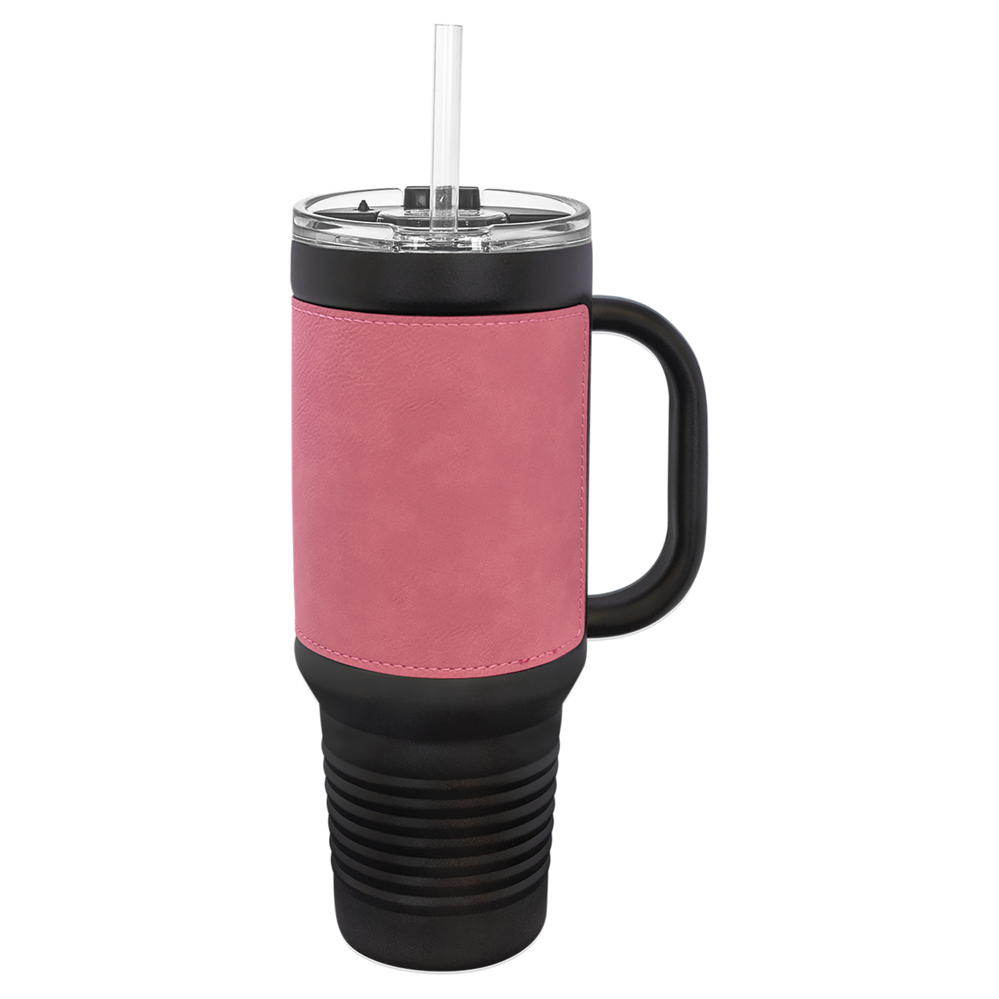 Custom Laser Engraved 40oz Leatherette Black Powder-Coated Tumbler - Upload Your Logo, Brand, or Image
