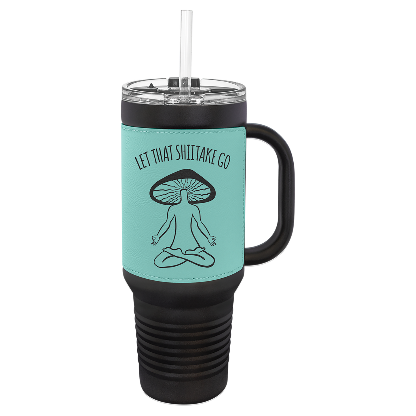 Custom Laser Engraved 40oz Leatherette Black Powder-Coated Tumbler - Upload Your Logo, Brand, or Image