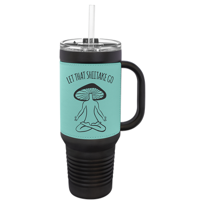Custom Laser Engraved 40oz Leatherette Black Powder-Coated Tumbler - Upload Your Logo, Brand, or Image