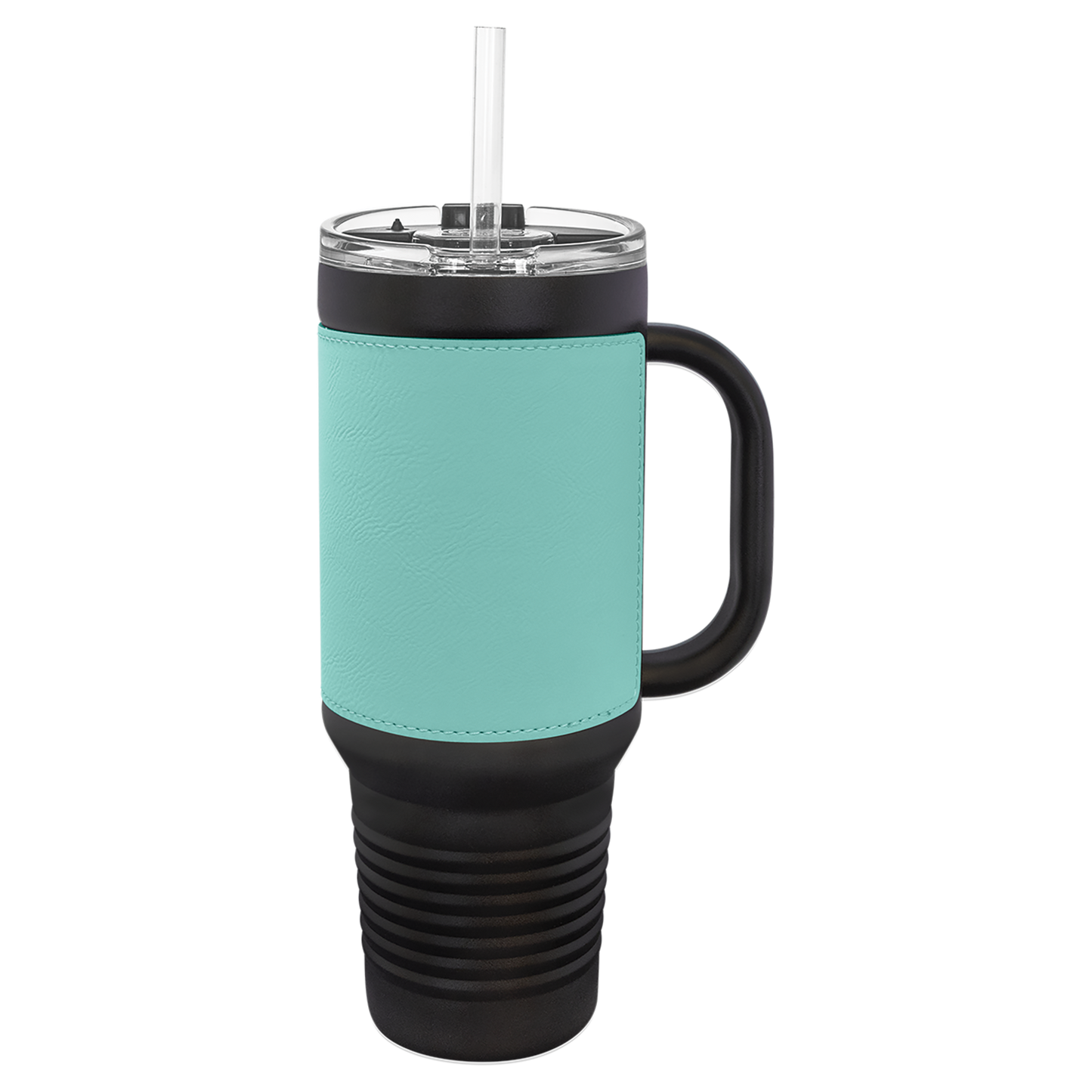 Custom Laser Engraved 40oz Leatherette Black Powder-Coated Tumbler - Upload Your Logo, Brand, or Image