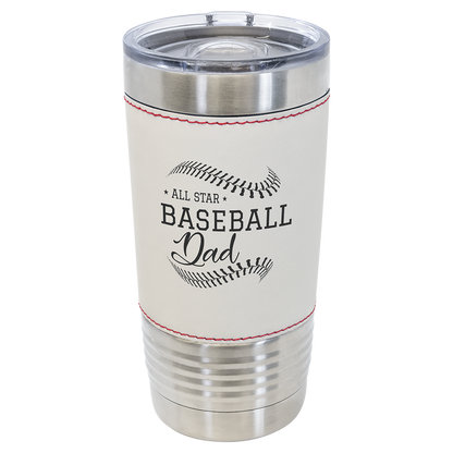Custom Laser Engraved 20oz Sports Themed Leatherette Tumbler - Upload Your Logo, Brand, or Image