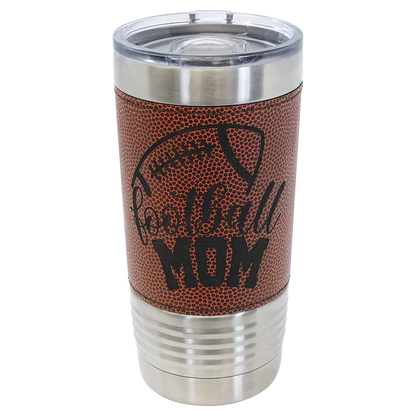Custom Laser Engraved 20oz Sports Themed Leatherette Tumbler - Upload Your Logo, Brand, or Image