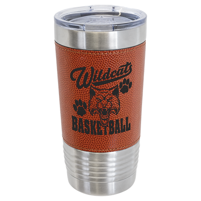 Custom Laser Engraved 20oz Sports Themed Leatherette Tumbler - Upload Your Logo, Brand, or Image