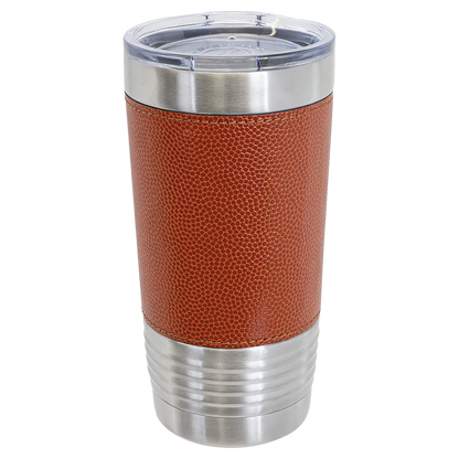 Custom Laser Engraved 20oz Sports Themed Leatherette Tumbler - Upload Your Logo, Brand, or Image