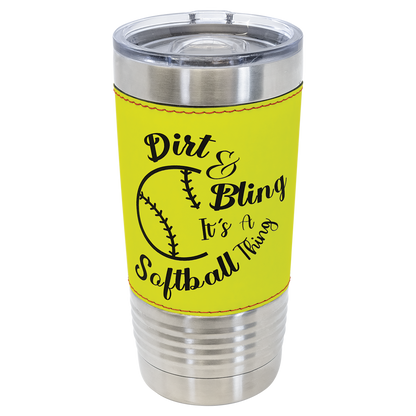 Custom Laser Engraved 20oz Sports Themed Leatherette Tumbler - Upload Your Logo, Brand, or Image