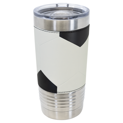 Custom Laser Engraved 20oz Sports Themed Leatherette Tumbler - Upload Your Logo, Brand, or Image