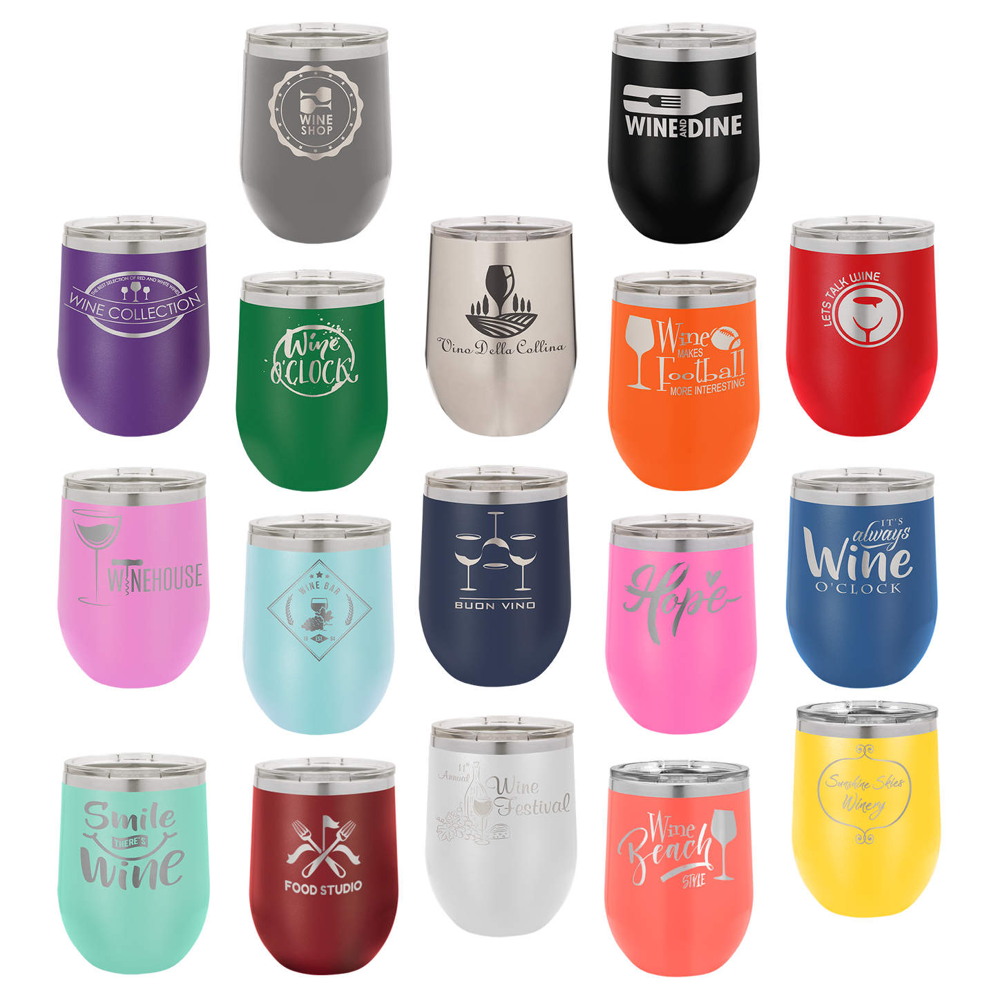 Custom Laser Engraved 12oz Stainless Steel Wine Tumbler - Upload Your Logo, Brand, or Image