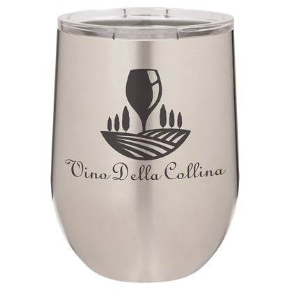 Custom Laser Engraved 12oz Stainless Steel Wine Tumbler - Upload Your Logo, Brand, or Image