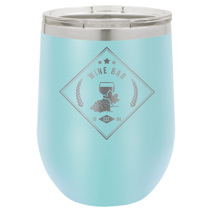 Custom Laser Engraved 12oz Stainless Steel Wine Tumbler - Upload Your Logo, Brand, or Image