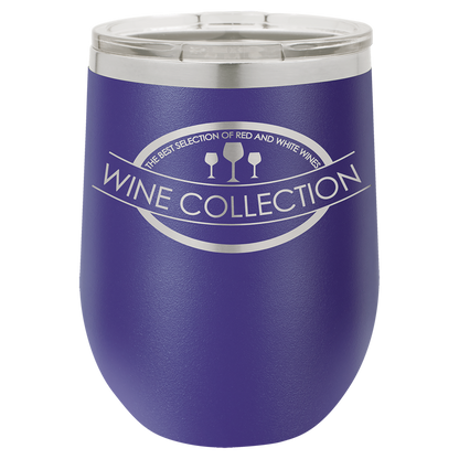 Custom Laser Engraved 12oz Stainless Steel Wine Tumbler - Upload Your Logo, Brand, or Image