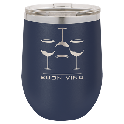 Custom Laser Engraved 12oz Stainless Steel Wine Tumbler - Upload Your Logo, Brand, or Image