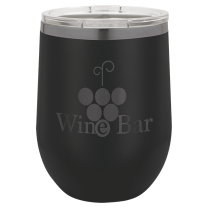 Custom Laser Engraved 12oz Stainless Steel Wine Tumbler - Upload Your Logo, Brand, or Image