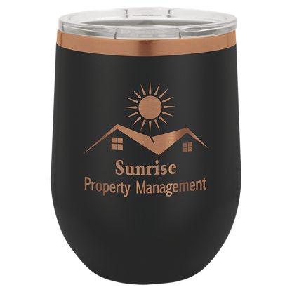 Custom Laser Engraved 12oz Stainless Steel Wine Tumbler - Upload Your Logo, Brand, or Image