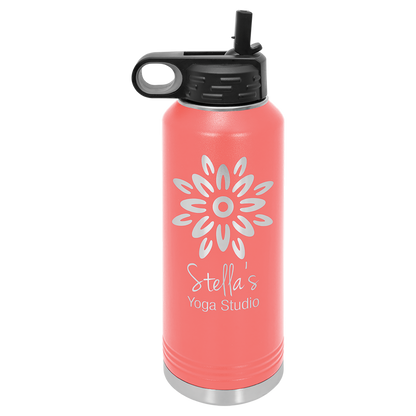 Custom Laser Engraved Stainless Steel Water Bottle 20oz 32oz 40oz - Upload Your Logo, Brand, or Image
