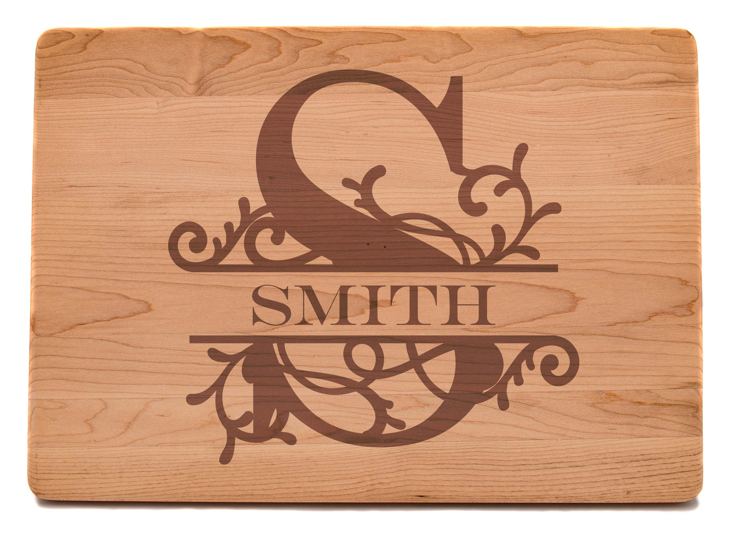 Custom Monogram Engraved Large Maple Cutting Board with Juice Groove 13-3/4" x 9-3/4