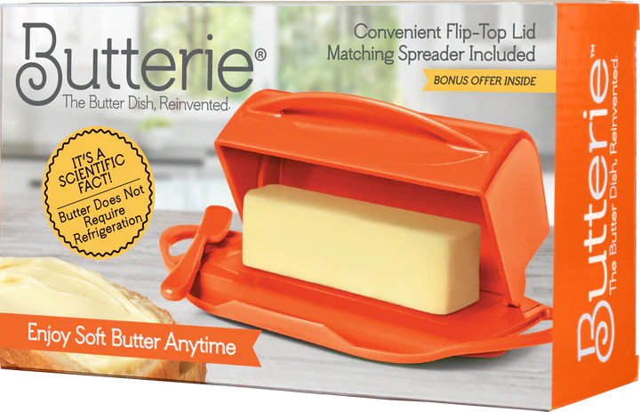 Butterie Butter Dish with attached Flip-Top Lid