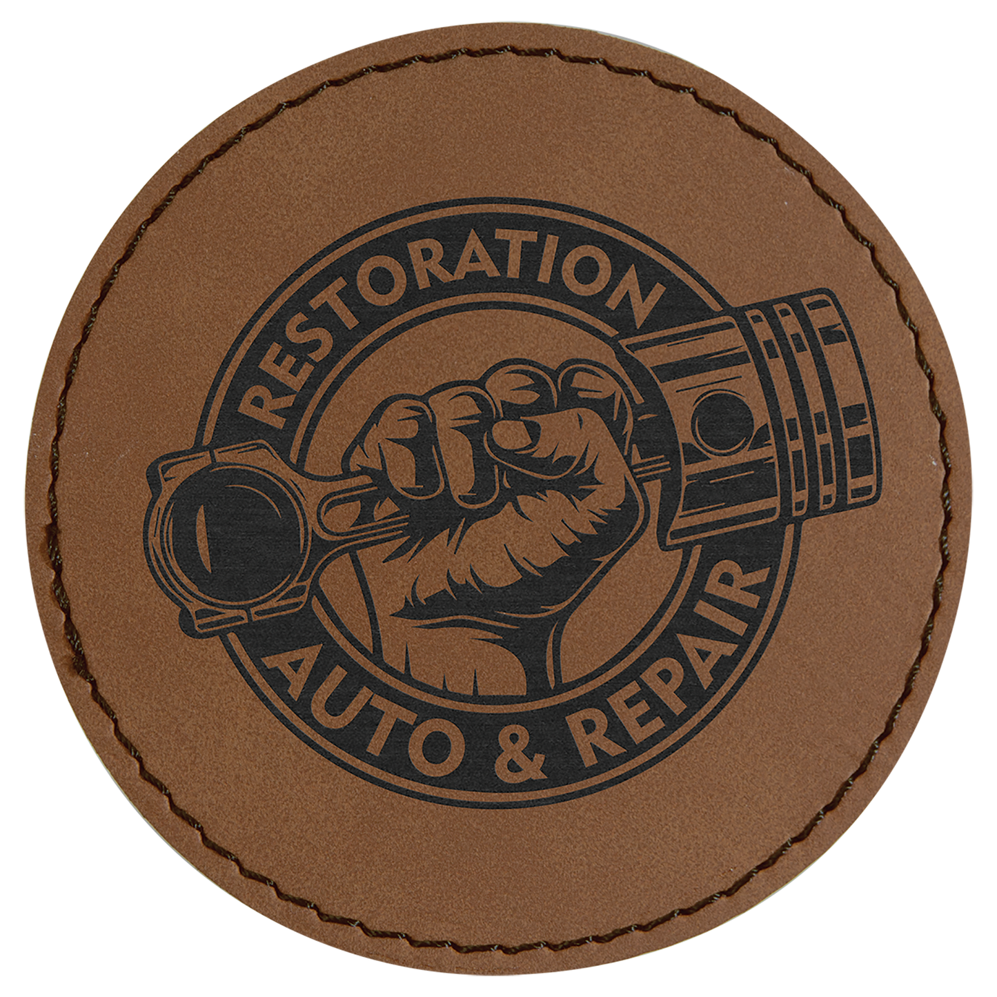 Richardson 112 Snap-back Truckers Hat with Custom Laser Engraved Round Leatherette Patch - Upload Your Logo, Brand, or Image
