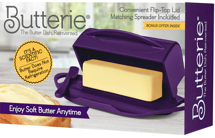 Butterie Butter Dish with attached Flip-Top Lid