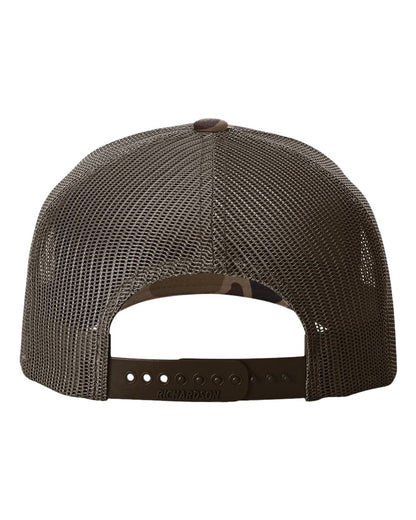 Richardson 112PFP Duck Camo Series - Snap-back Truckers Hat - Custom Branded Laser Engraved Leatherette Patch