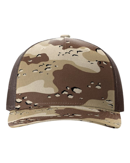 Richardson 112PFP Camo Series - Snap-back Truckers Hat - Custom Branded Laser Engraved Leatherette Patch