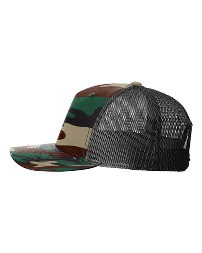 Richardson 112PFP Camo Series - Snap-back Truckers Hat - Custom Branded Laser Engraved Leatherette Patch