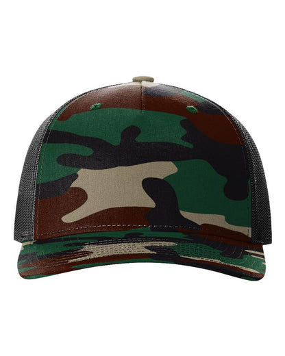 Richardson 112PFP Camo Series - Snap-back Truckers Hat - Custom Branded Laser Engraved Leatherette Patch