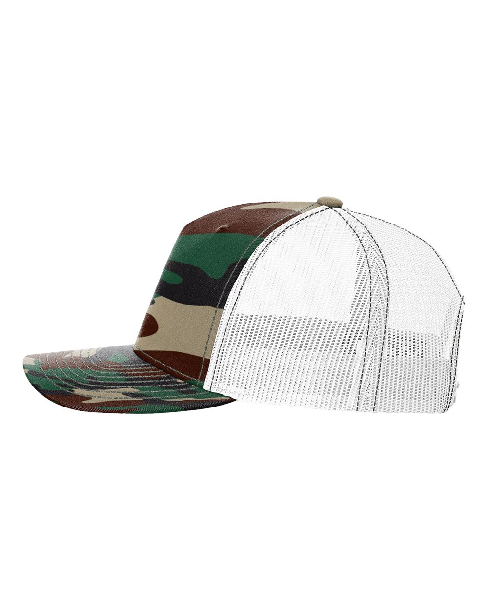 Richardson 112PFP Camo Series - Snap-back Truckers Hat - Custom Branded Laser Engraved Leatherette Patch
