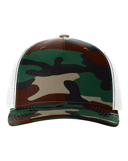 Richardson 112PFP Camo Series - Snap-back Truckers Hat - Custom Branded Laser Engraved Leatherette Patch