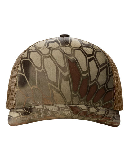 Richardson 112PFP Kryptek Series - Snap-back Truckers Hat - Custom Branded Laser Engraved Leatherette Patch