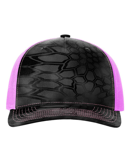 Richardson 112PFP Kryptek Series - Snap-back Truckers Hat - Custom Branded Laser Engraved Leatherette Patch