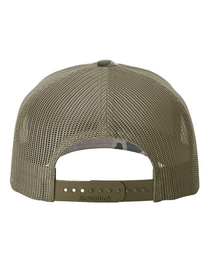 Richardson 112PFP Duck Camo Series - Snap-back Truckers Hat - Custom Branded Laser Engraved Leatherette Patch