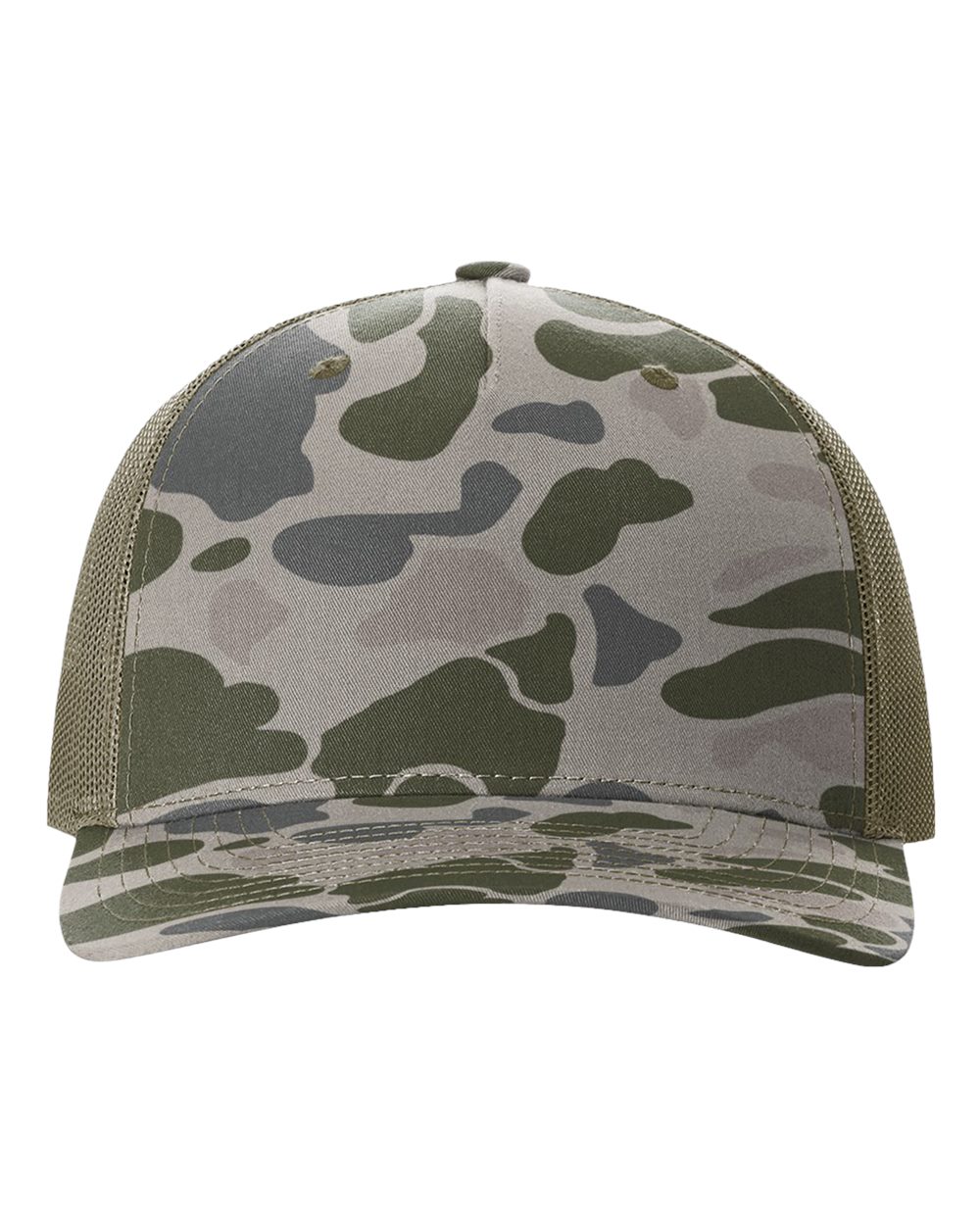 Richardson 112PFP Duck Camo Series - Snap-back Truckers Hat - Custom Branded Laser Engraved Leatherette Patch
