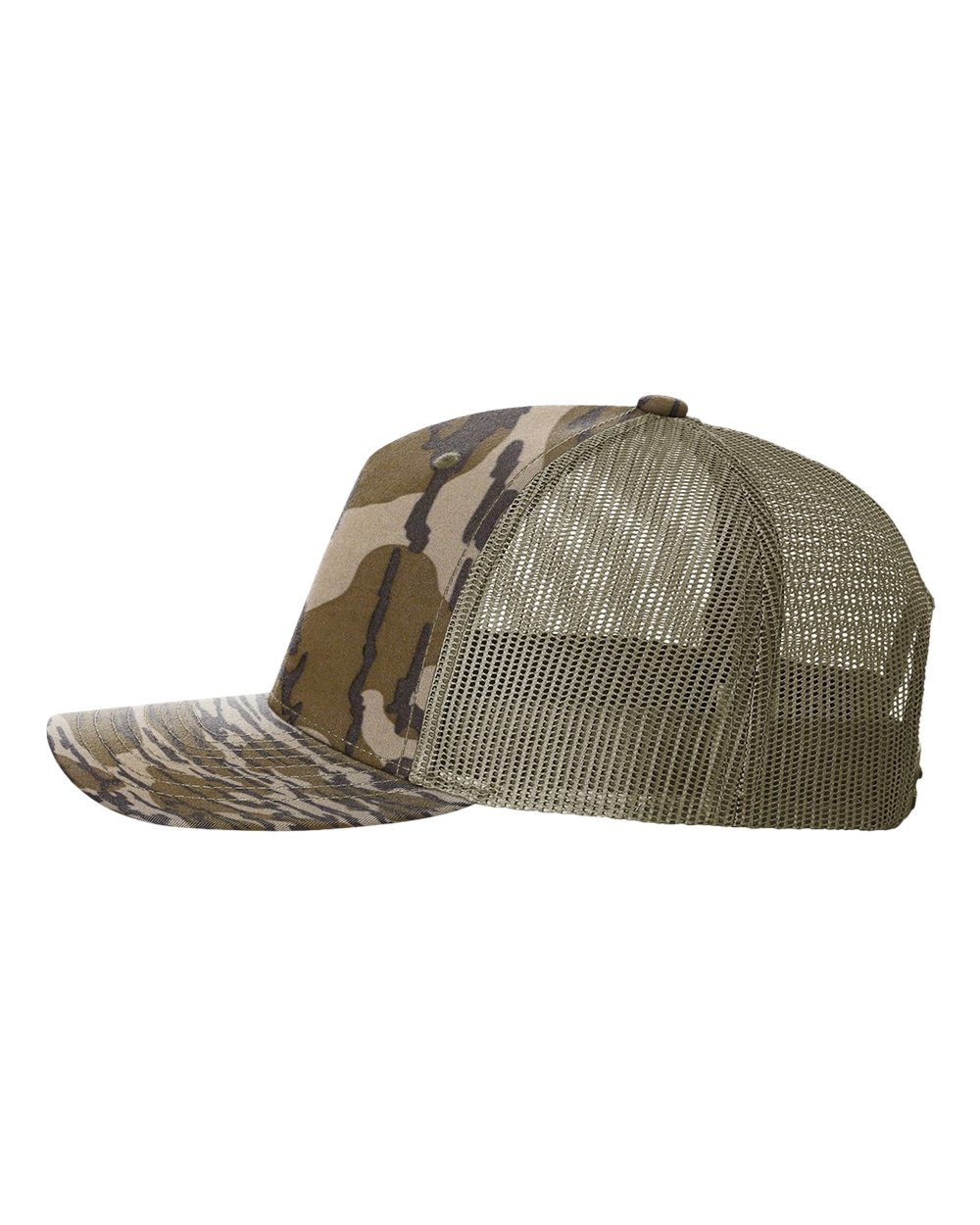 Richardson 112PFP Mossy Oak Series - Snap-back Truckers Hat - Custom Branded Laser Engraved Leatherette Patch