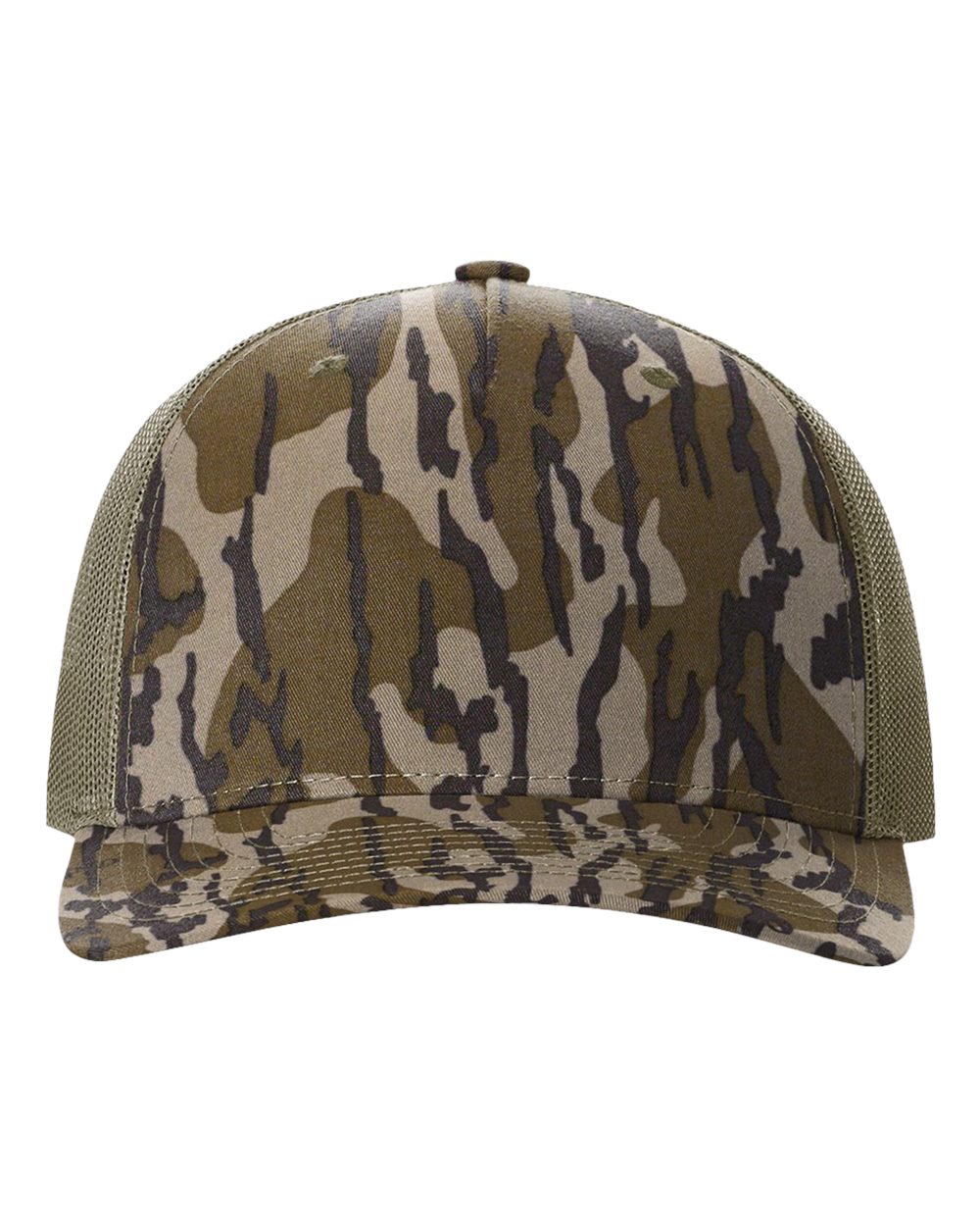 Richardson 112PFP Mossy Oak Series - Snap-back Truckers Hat - Custom Branded Laser Engraved Leatherette Patch