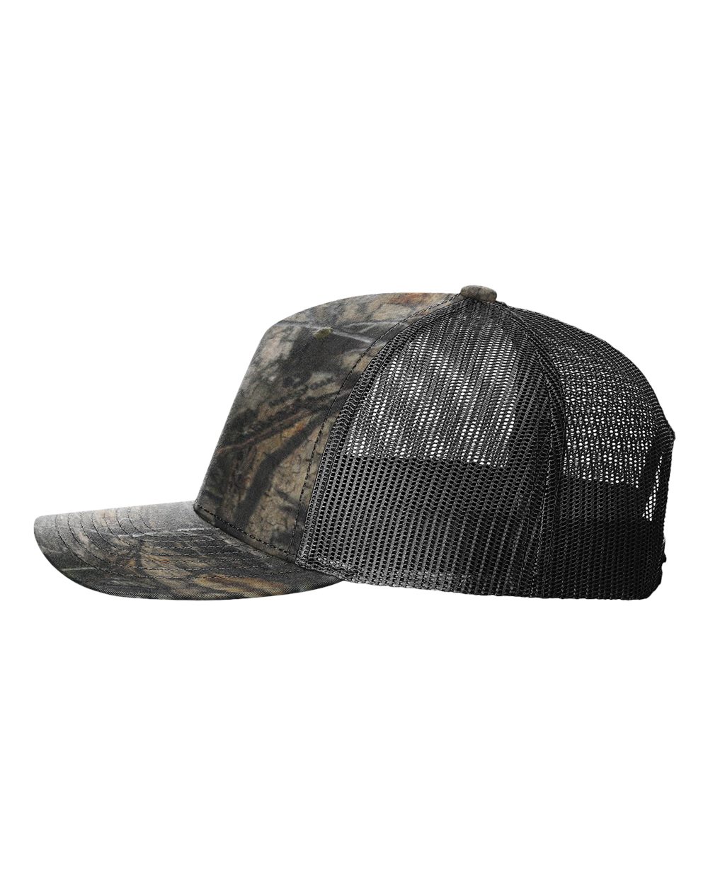 Richardson 112PFP Mossy Oak Series - Snap-back Truckers Hat - Custom Branded Laser Engraved Leatherette Patch