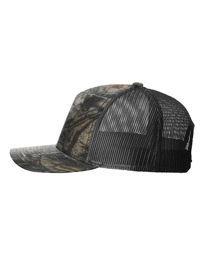 Richardson 112PFP Mossy Oak Series - Snap-back Truckers Hat - Custom Branded Laser Engraved Leatherette Patch