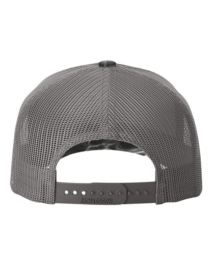 Richardson 112PFP Mossy Oak Series - Snap-back Truckers Hat - Custom Branded Laser Engraved Leatherette Patch