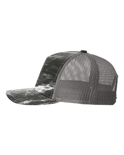 Richardson 112PFP Mossy Oak Series - Snap-back Truckers Hat - Custom Branded Laser Engraved Leatherette Patch