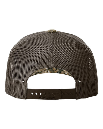 Richardson 112PFP Realtree Camo Series - Snap-back Truckers Hat - Custom Branded Laser Engraved Leatherette Patch