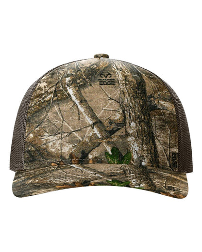 Richardson 112PFP Realtree Camo Series - Snap-back Truckers Hat - Custom Branded Laser Engraved Leatherette Patch