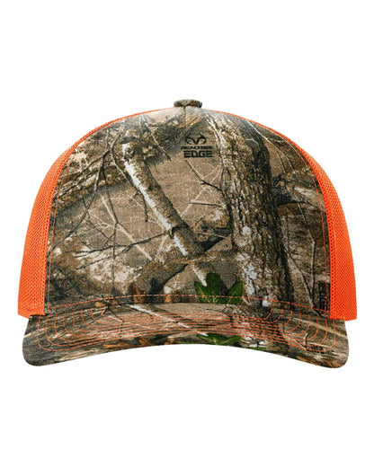 Richardson 112PFP Realtree Camo Series - Snap-back Truckers Hat - Custom Branded Laser Engraved Leatherette Patch