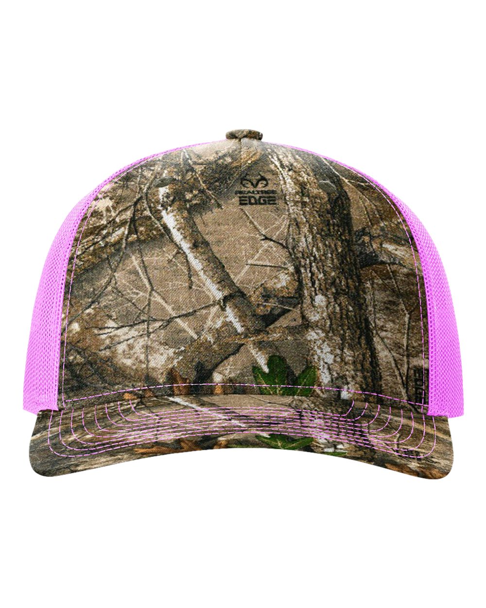 Richardson 112PFP Realtree Camo Series - Snap-back Truckers Hat - Custom Branded Laser Engraved Leatherette Patch
