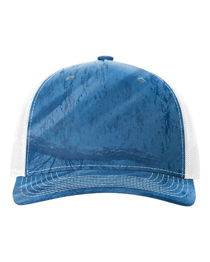 Richardson 112PFP Realtree Camo Series - Snap-back Truckers Hat - Custom Branded Laser Engraved Leatherette Patch