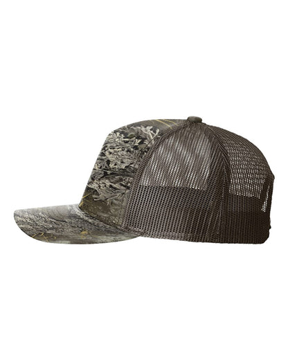 Richardson 112PFP Realtree Camo Series - Snap-back Truckers Hat - Custom Branded Laser Engraved Leatherette Patch