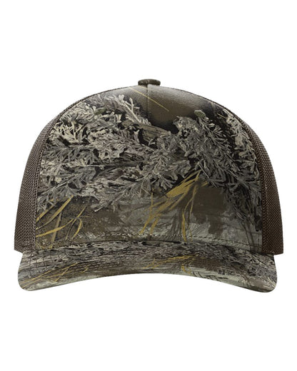 Richardson 112PFP Realtree Camo Series - Snap-back Truckers Hat - Custom Branded Laser Engraved Leatherette Patch