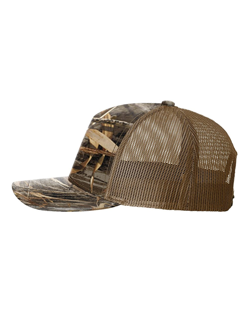 Richardson 112PFP Realtree Camo Series - Snap-back Truckers Hat - Custom Branded Laser Engraved Leatherette Patch