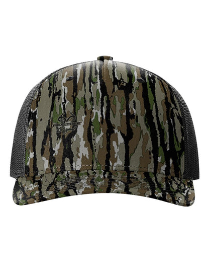 Richardson 112PFP Realtree Camo Series - Snap-back Truckers Hat - Custom Branded Laser Engraved Leatherette Patch